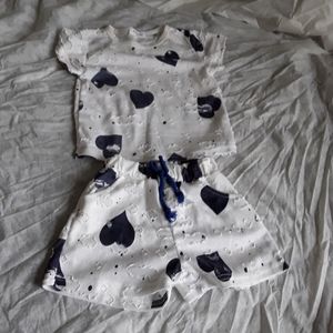 All The Children Heart Print Short Shirt Set